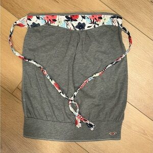 Hollister Gray Convertible Halter Tube Top Floral Trim Size Small
